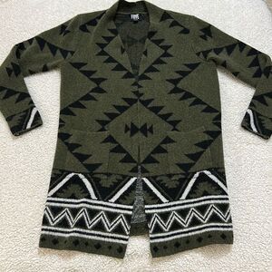 Frye Open Front Knit Cardigan Olive Combo Women’s Size M